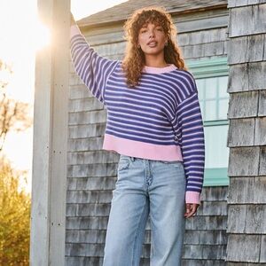 Altar’d State Striped Pink and Blue Women's Sweater
